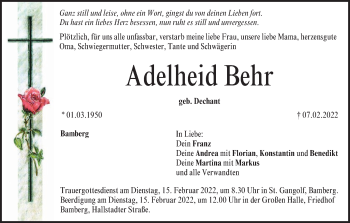 Anzeige von Adelheid Behr von MGO