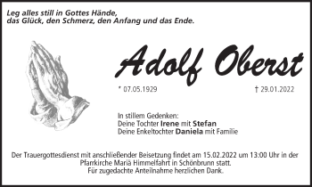 Anzeige von Adolf Oberst von MGO