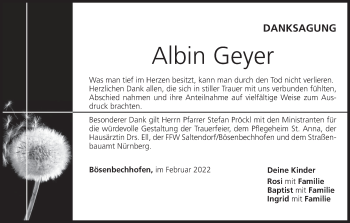 Anzeige von Albin Geyer von MGO