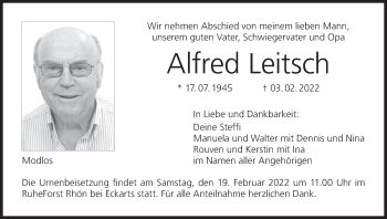 Anzeige von Alfred Leitsch von MGO