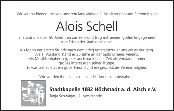 Anzeige von Alois Schell von MGO
