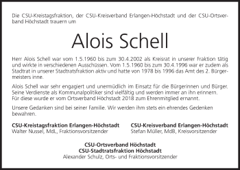 Anzeige von Alois Schell von MGO