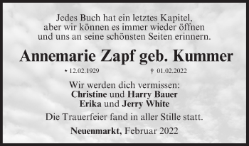 Anzeige von Annemarie Zapf von MGO