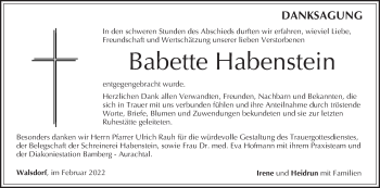 Anzeige von Babette Habenstein von MGO