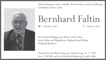 Anzeige von Bernhard Faltin von MGO