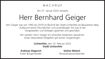 Anzeige von Bernhard Geiger von MGO