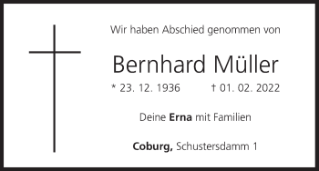 Anzeige von Bernhard Müller von MGO