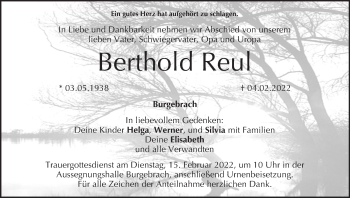 Anzeige von Berthold Reul von MGO