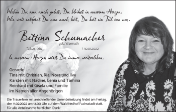 Anzeige von Bettina Schumacher von MGO