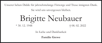 Anzeige von Brigitte Neubauer von MGO