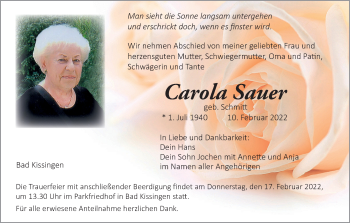 Anzeige von Carola Sauer von MGO