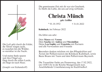 Anzeige von Christa Münch von MGO