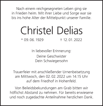 Anzeige von Christel Delias von MGO