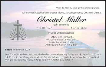 Anzeige von Christel Müller von MGO