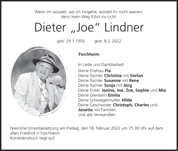 Anzeige von Dieter Lindner von MGO