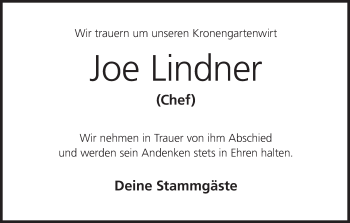 Anzeige von Dieter Lindner von MGO