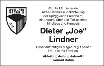 Anzeige von Dieter Lindner von MGO