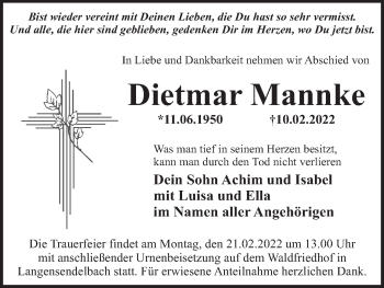Anzeige von Dietmar Mannke von MGO