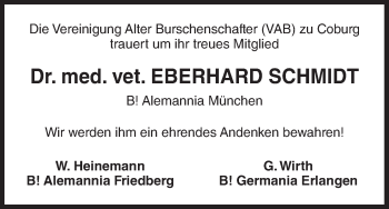 Anzeige von Eberhard Schmidt von MGO