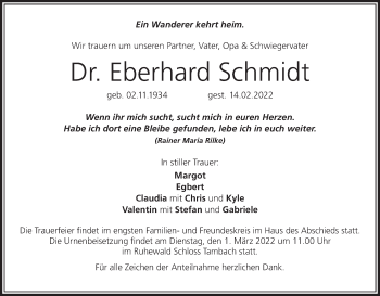 Anzeige von Eberhard Schmidt von MGO