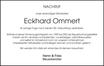 Anzeige von Eckhard Ommert von MGO