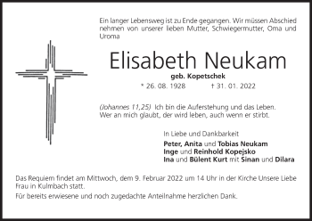 Anzeige von Elisabeth Neukam von MGO