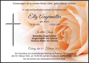 Anzeige von Elly Angermüller von MGO