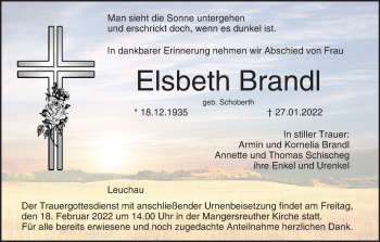 Anzeige von Elsbeth Brandl von MGO