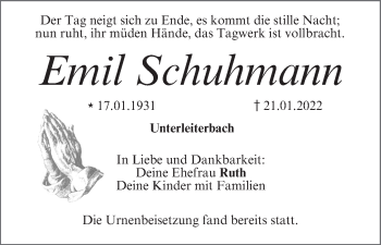 Anzeige von Emil Schuhmann von MGO