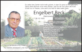 Anzeige von Engelbert Beck von MGO
