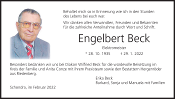 Anzeige von Engelbert Beck von MGO