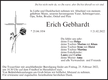 Anzeige von Erich Gebhardt von MGO