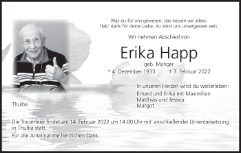 Anzeige von Erika Happ von MGO