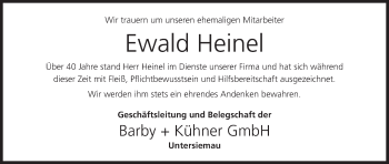 Anzeige von Ewald Heinel von MGO