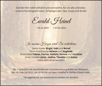 Anzeige von Ewald Heinel von MGO
