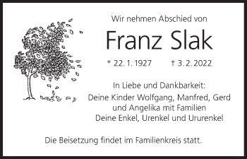 Anzeige von Franz Slak von MGO