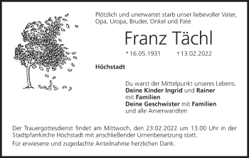 Anzeige von Franz Tächl von MGO
