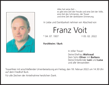 Anzeige von Franz Voit von MGO