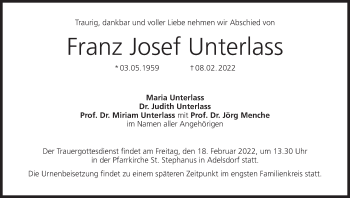 Anzeige von Franz Josef Unterlass von MGO