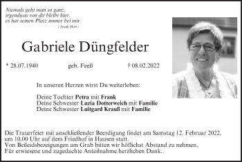 Anzeige von Gabriele Düngfelder von MGO