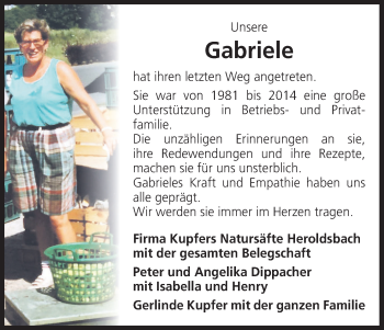 Anzeige von Gabriele Düngfelder von MGO