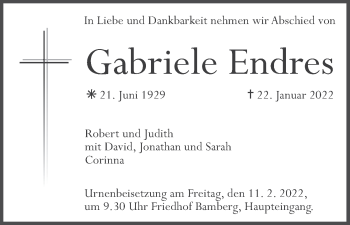 Anzeige von Gabriele Endres von MGO