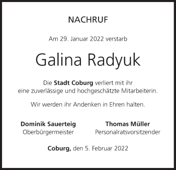 Anzeige von Galina Radyuk von MGO