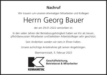 Anzeige von Georg Bauer von MGO
