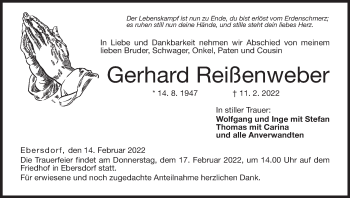 Anzeige von Gerhard Reißenweber von MGO