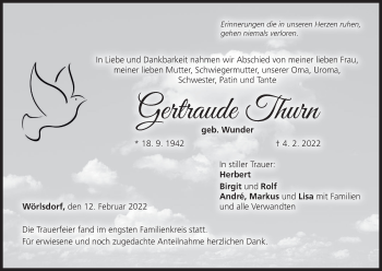 Anzeige von Gertraude Thurn von MGO