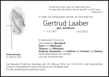 Anzeige von Gertrud Laaber von MGO