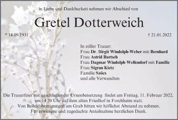 Anzeige von Gretel Dotterweich von MGO