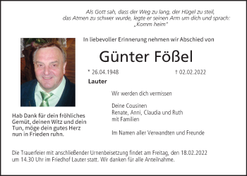 Anzeige von Günter Fößel von MGO
