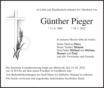 Anzeige von Günther Pieger von MGO